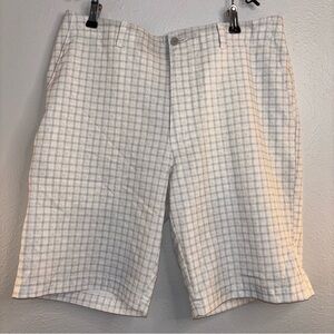 Men's Classic Green Polyester size 34/35 Checkered Flat Front Shorts